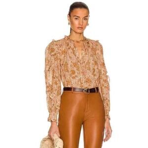Ulla Johnson Blouse Top Women’s XS 2 Beige Ruffle Peasant Boho $275